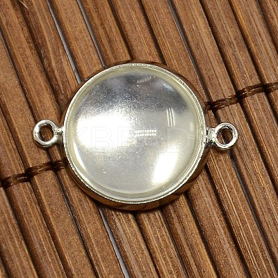 14mm Dome Clear Glass Cover and Platinum Brass Cabochon Connector Setting Sets DIY-X0088-P-NR-1