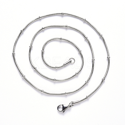 Non-Tarnish 304 Stainless Steel Round Snake Chain Necklace NJEW-S420-009A-P-1