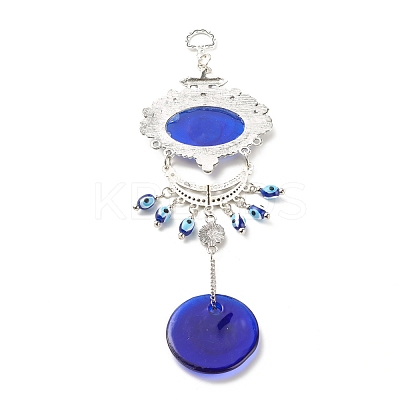 Glass Turkish Blue Evil Eye Pendant Decoration HJEW-I008-05AS-1