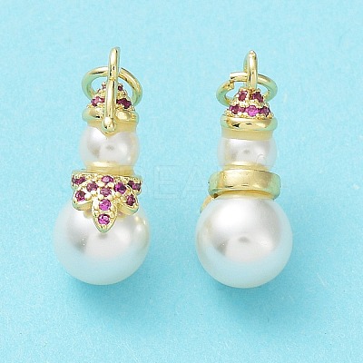 Brass & Cubic Zirconia & Plastic Imitation Pearl Pendants KK-G469-09G-1