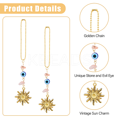 Natural Gemstone and Alloy Pendants Decoration HJEW-FH00007-1