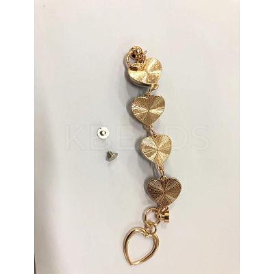 Alloy Plush Cloth Fabric Heart Link Chain for DIY Keychains AJEW-WH0188-88D-1