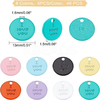 48Pcs 8 Colors Spray Painted Alloy Charms FIND-FH0002-71-1