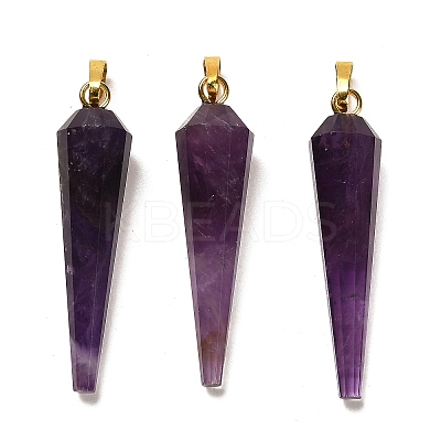Natural Amethyst Pointed Pendants G-D089-01G-05-1