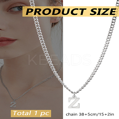 1Pc 304 Stainless Steel Letter Pendant Necklaces NJEW-LP0001-33Z-P-1