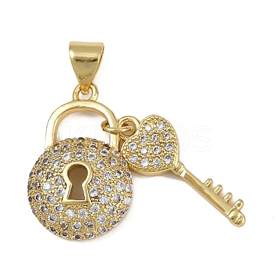Brass Micro Pave Cubic Zirconia Pendants KK-I358-028G-1