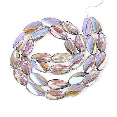 Electroplate Transparent Glass Beads Strands EGLA-N055-02F-1