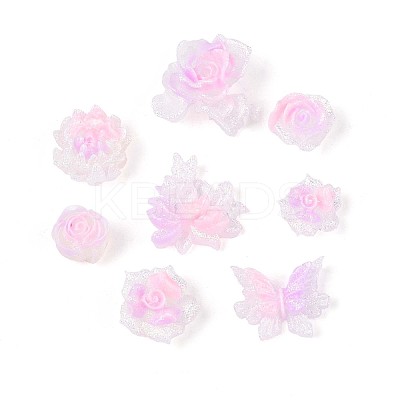 Luminous Flower Resin Cabochons CRES-T025-10C-1