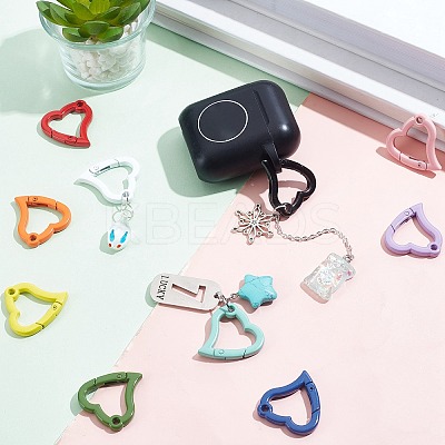 20Pcs 10 Colors Spray Painted Alloy Spring Gate Rings KEYC-PH0001-47-1