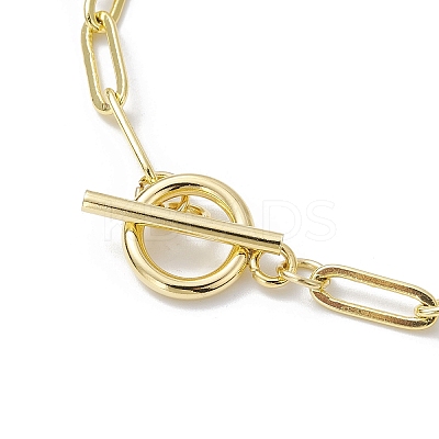 Golden 304 Stainless Steel Charm Bracelets with Brass Paperclip Chains BJEW-JB10031-03-1