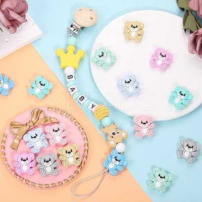16Pcs 8 Colors Cartoon Bear Silicone Focal Beads JX699A-1