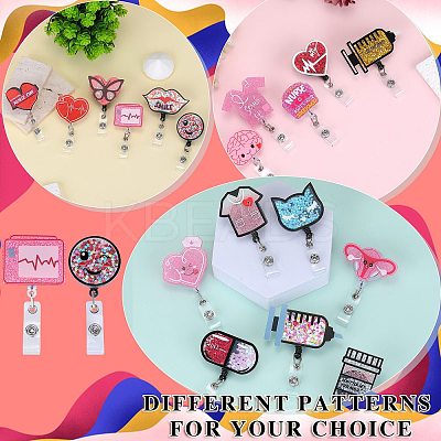 Rhinestone Quicksand Effect Acrylic & ABS Plastic Badge Reel AJEW-SZ0002-46E-1