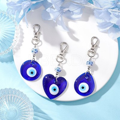 3Pcs Handmade Lampwork Evil Eye Pendant Decorations HJEW-JM04143-1