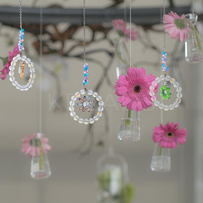 3Pcs Glass Pendant Decorations HJEW-FH00050-1
