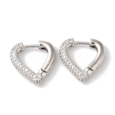 Brass Micro Pave Clear Cubic Zirconia Hoop Earrings for Women LS-EJEW-A110-05P-1