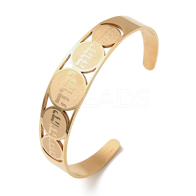 201 Stainless Steel Cuff Bangles for Women BJEW-F507-03G-1