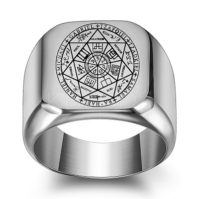 The Seven-Pointed Star Pattern 304 Stainless Steel Finger Rings FS-WGB7142-06-1