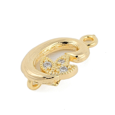 Brass Crystal Rhinestone Letter Links Connector Charms KK-S395-06G-C-1