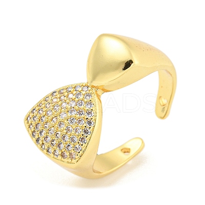 Bowknot Clear Cubic Zirconia Open Cuff Ring RJEW-L121-035G-1