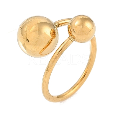Ion Plating(IP) 304 Stainless Steel Round Open Cuff Ring for Women RJEW-C097-07G-1