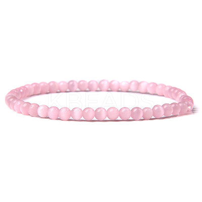 4mm Round Cat Eye Beads Bracelet for Men LS-KG3069-7-1