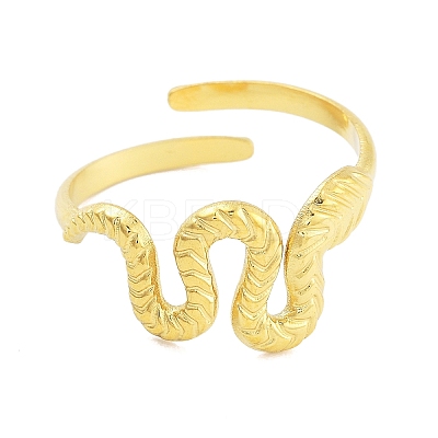 Real 18K Gold Plated 304 Stainless Steel Open Cuff Rings for Women LS-RJEW-B061-01G-07-1