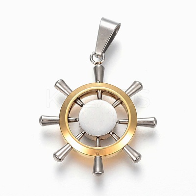 PVD Vacuum Plating 304 Stainless Steel Rhinestone Pendants STAS-F168-33GP-1