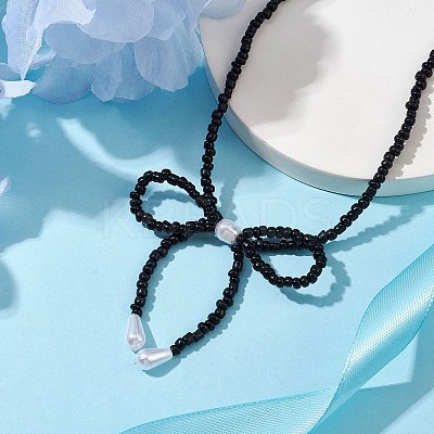 Bowknot 304 Stainless Steel Necklaces NJEW-JN04670-02-1