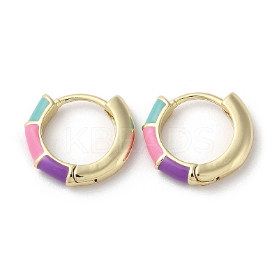 Brass Enamel Bamboo Hoop Earrings EJEW-K247-06LG-1