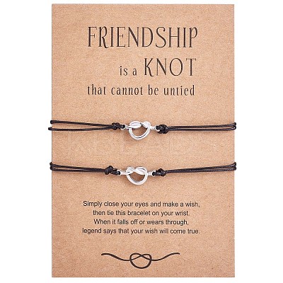2Pc 2 Style 430 Stainless Steel Knot Heart Link Bracelets Set JB718A-1