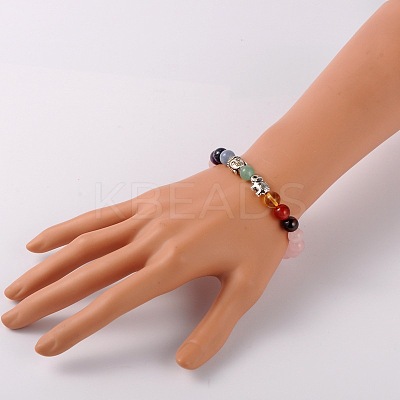 Stretch Buddhist Jewelry Multi-Color Gemstone Chakra Bracelets BJEW-JB01690-04-1
