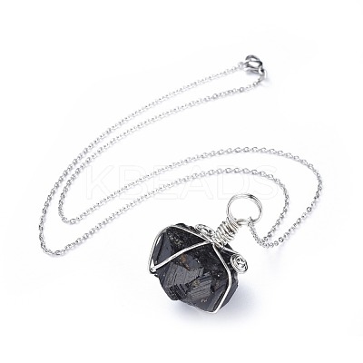 Natural Tourmaline Pendant Necklaces NJEW-JN02424-1