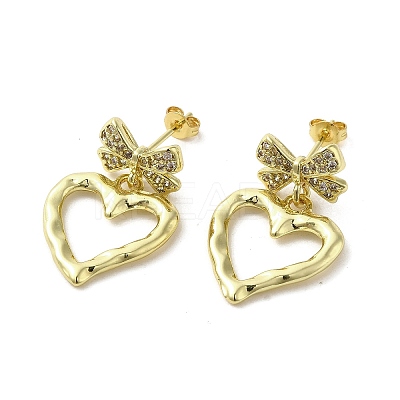 Brass Micro Pave Cubic Zirconia Dangle Stud Earrings EJEW-G381-06G-1