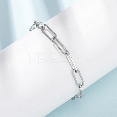 304 Stainless Steel Paperclip Chain Bracelets for Women BJEW-G775-01P-1