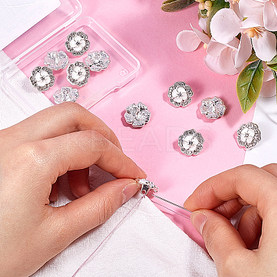 12Pcs Alloy Rhinestone Shank Buttons BUTT-GF0003-66-1