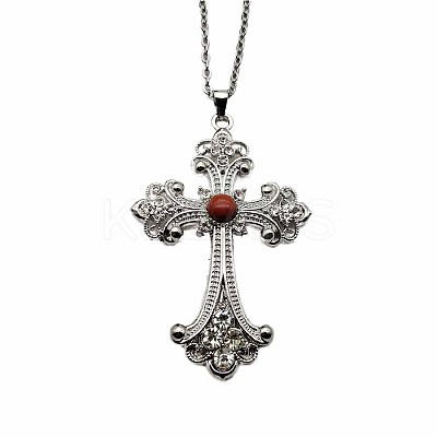 Vintage sparkling Alloy Rhinestone Cross Pendants Necklaces for Women IL0019-16-1