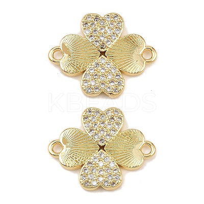 Brass Micro Pave Cubic Zirconia Connector Charms KK-L251-16G-1