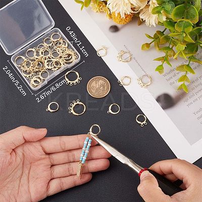 50Pcs 4 Style Rack Plating Brass & 304 Stainless Steel Leverback Earring Findings DIY-CN0002-53-1