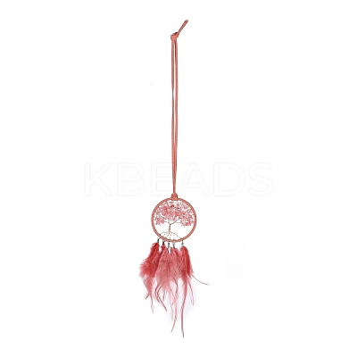 Iron Woven Web/Net with Feather Pendant Decorations AJEW-P097-11-1