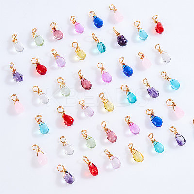 12Pcs 12 Color Glass Charms PALLOY-AB00038-1