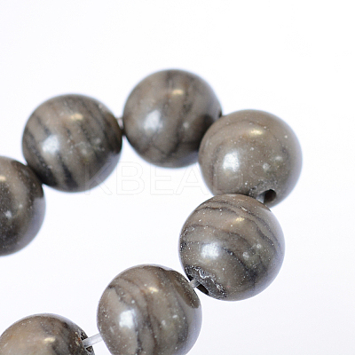 Natural Black Wood Lace Stone Round Bead Strands X-G-E334-8mm-03-1