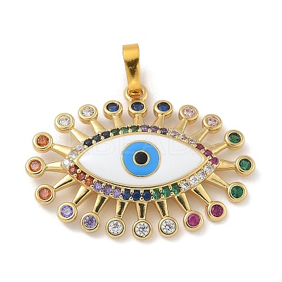 Rack Plating Brass Micro Pave Cubic Zirconia with Enamel Pendants KK-G515-46G-1