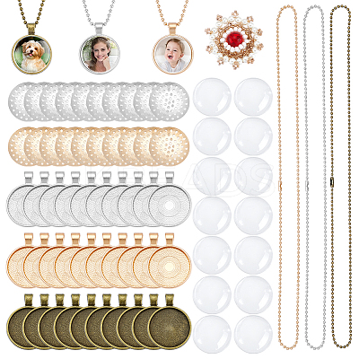 DIY Iron Ball Necklaces & Alloy Finger Ring Brooch Making Kits DIY-GA0008-14-1
