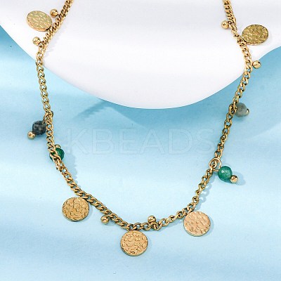 304 Stainless Steel Rhinestone Disc Bib Necklaces NJEW-U026-02G-1