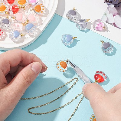 30Pcs 6 Colors Transparent Glass Pendants GLAA-CJ0002-17-1