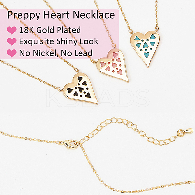3Pcs 3 Colors Rhinestone Heart Pendant Necklace NJEW-AN0001-69-1