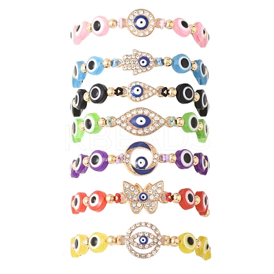Resin Evil Eye Braided Bead Bracelets for Women BJEW-FS00018-02-1