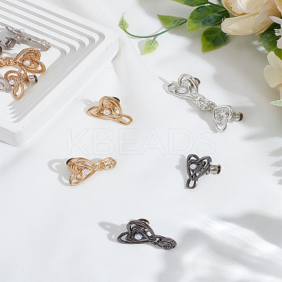 6Pcs 3 Colors Heart Shape Alloy Adjustable Jean Button Pins FIND-LP0007-80-1