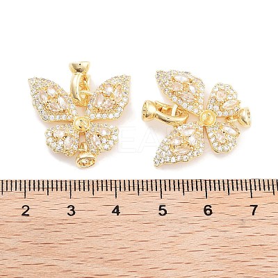 Brass with Cubic Zirconia Fold Over Clasps KK-P271-14G-1