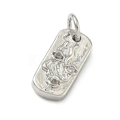 Five Elements Theme Brass Micro Pave Clear Cubic Zirconia Charms KK-F934-02D-P-1